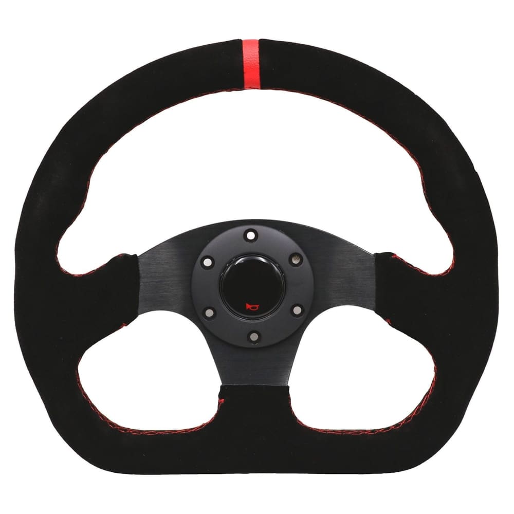 Universal Aftermarket 13inch Racing Flat Red Suede Steering Wheel 