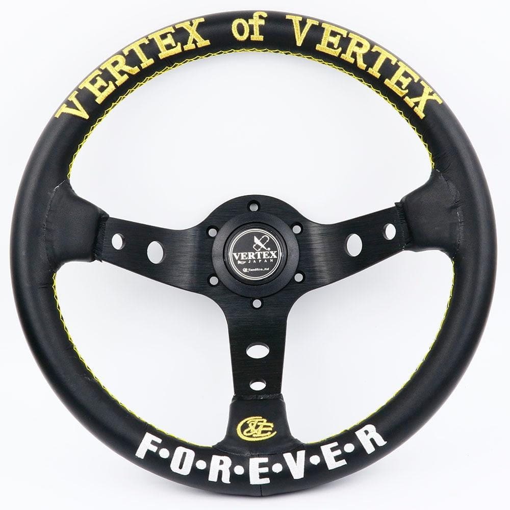 Vertex Forever Steering Wheel Aftermarket 13inch Yellow Stitch 