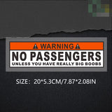 Warning No Passengers Car Sticker Decal