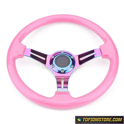 pink steering wheel,neo chrome steering wheel,rg steering wheel,quick release steering wheel,grip royal steering wheel,detachable steering wheel,removable steering wheel,aftermarket steering wheel,jdm steering wheel,racing steering wheel,steering wheel for sale