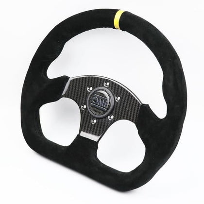 OMP Real Carbon Fiber Flat Suede Rally Sport Steering Wheel - Top JDM Store