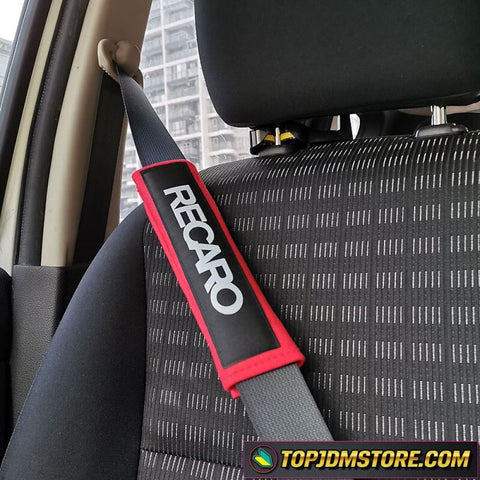 Carbon Fiber Seat Belt Shoulder Pads Cover - Toyota Red/White